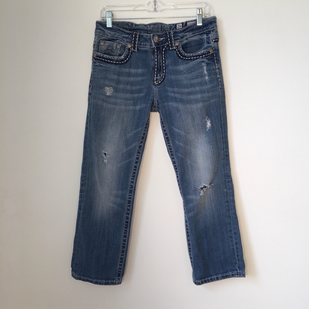 Miss Me Boyfriend Distressed Crop Capri Jeans 30x24